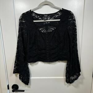 Y2K Cosmic Aura Women’s Black Unconventional Lace Corset Top Size L Whimsi Goth